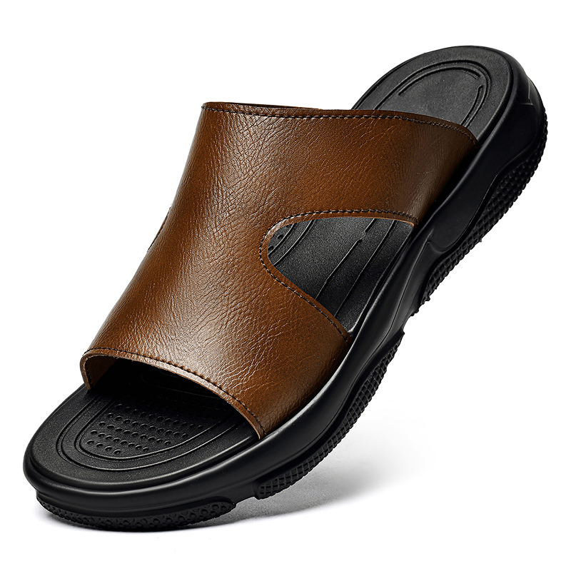 Men'S Shoes Temu - Herren-Slipper aus Leder, rutschfeste, dicke Sohle,