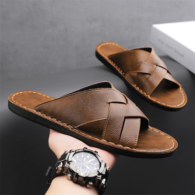 Men'S Shoes Temu - Echtes Leder Herren Casual Sandalen Sommer