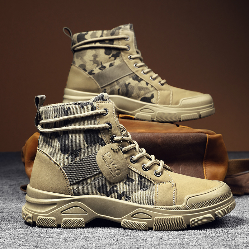 Men'S Shoes Dockers - High-Top-Stiefel für Herren, Herbst-Camouflage-Wüsten-Freizeitschuhe, Herrenstiefel, atmungsaktive,